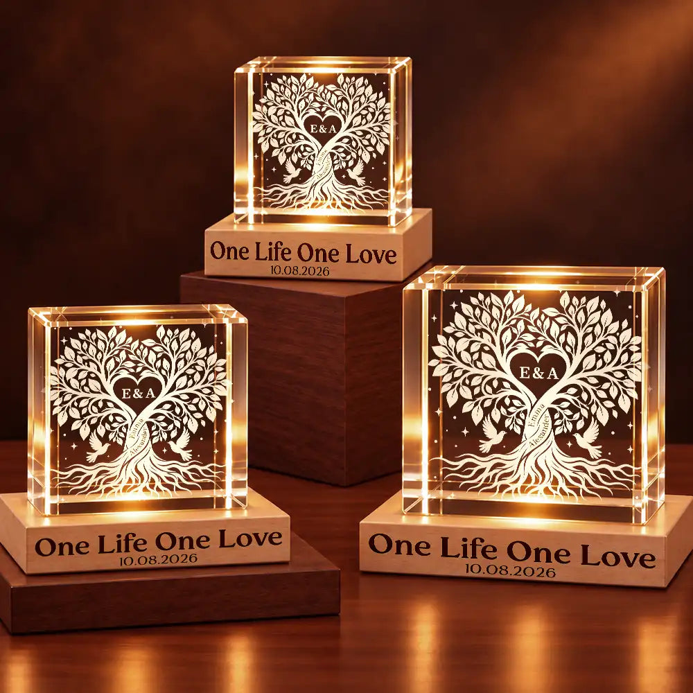 Anniversary,Custom Text,Gift For Couples,Indoor Decor,Old Couples,Romantic - Anniversary Gift For Couples - Personalized And So Together They Built A Life They Loved Crystal Cube Lamp