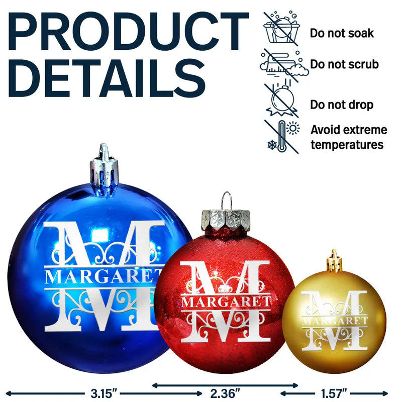 Family,Happy,Christmas,Gift For Bestie - Monogram Initial - Personalized Ball Ornament
