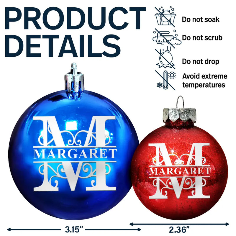 Family,Happy,Christmas,Gift For Bestie - Monogram Initial - Personalized Ball Ornament