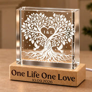 Anniversary,Custom Text,Gift For Couples,Indoor Decor,Old Couples,Romantic - Anniversary Gift For Couples - Personalized And So Together They Built A Life They Loved Crystal Cube Lamp