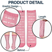 Christmas, Custom Text, Gift For Kids, Playful - Gift For Kids - Personalized Name Heart Star Pattern Socks