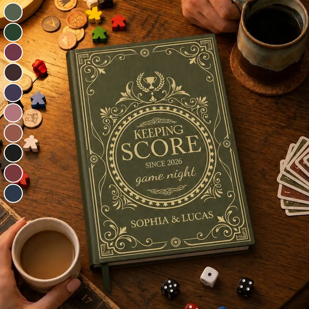 Wedding Gift For Board Game Lover Couples - Personalized Game Night Keeping Score Hardcover Journal