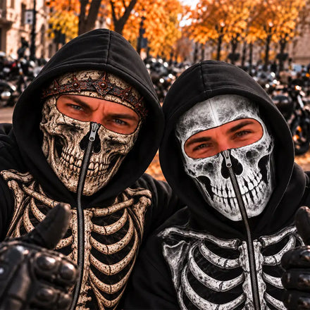 Gift For Him, Husband, Friends, Biker - Personalized Skeleton Balaclava Zip Hoodie
