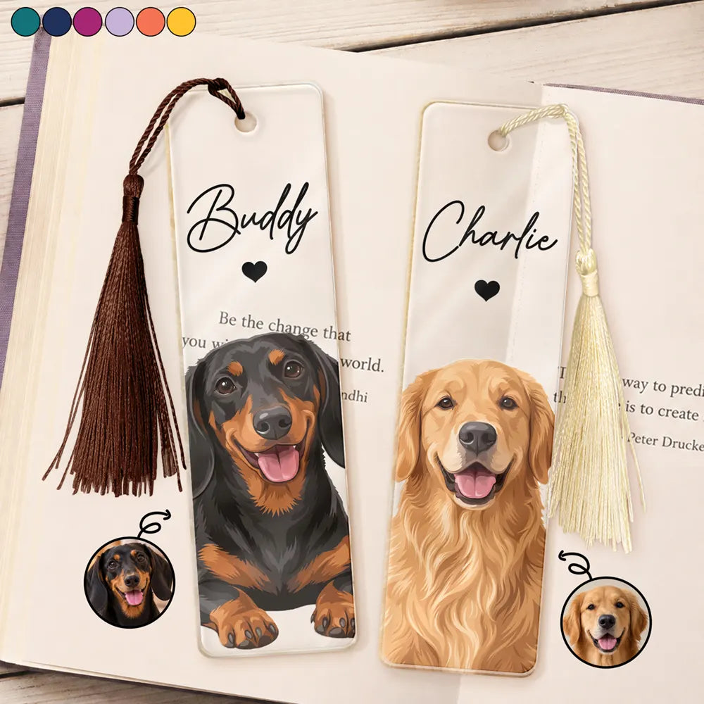 Art Design, Custom Photo, Dog Lovers, Pet Lovers, Photo - Semi Realistic Portrait, Playful, Reading, Top Market - Gift For Book Lovers - Personalized Custom Photo Pet Portrait Acrylic Bookmark