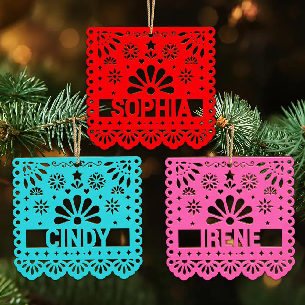 Gift For Family - Personalized Papel Picado Wooden Ornament