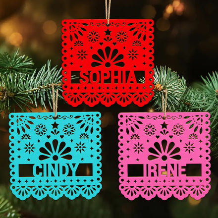 Gift For Family - Personalized Papel Picado Wooden Ornament