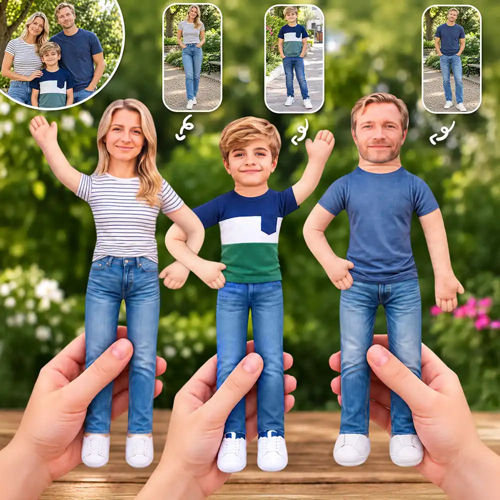 Art Design,Christmas,Custom Photo,Family,Humorous,Photo - Poseable Body Doll - Funny Gift For Family, Mom, Dad, Kid, Pet - Personalized Custom Photo Squishy Toy Poseable Plush Doll
