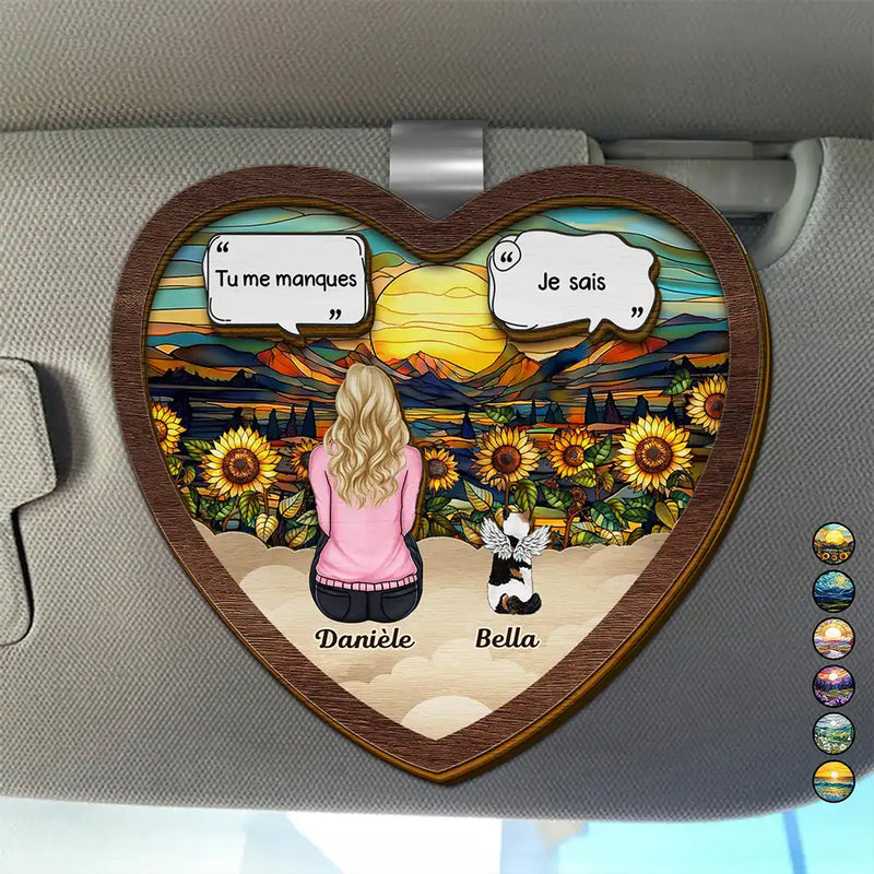 Pet Lovers,Pet Mom,Dog Lovers,Dog Mom,Cat Lovers,Cat Mom,Memorial,French,Non-Eng,Vector,Sympathetic - Tu Me Manques Mémorial Pour Chat Chien - Clip De Pare-Soleil De Voiture À Forme Spéciale Personnalisé