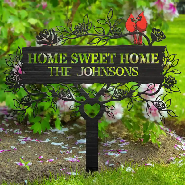 Gift For Couples,Love,Family - Family Together Home Sweet Home - Personalized Metal Garden Stake