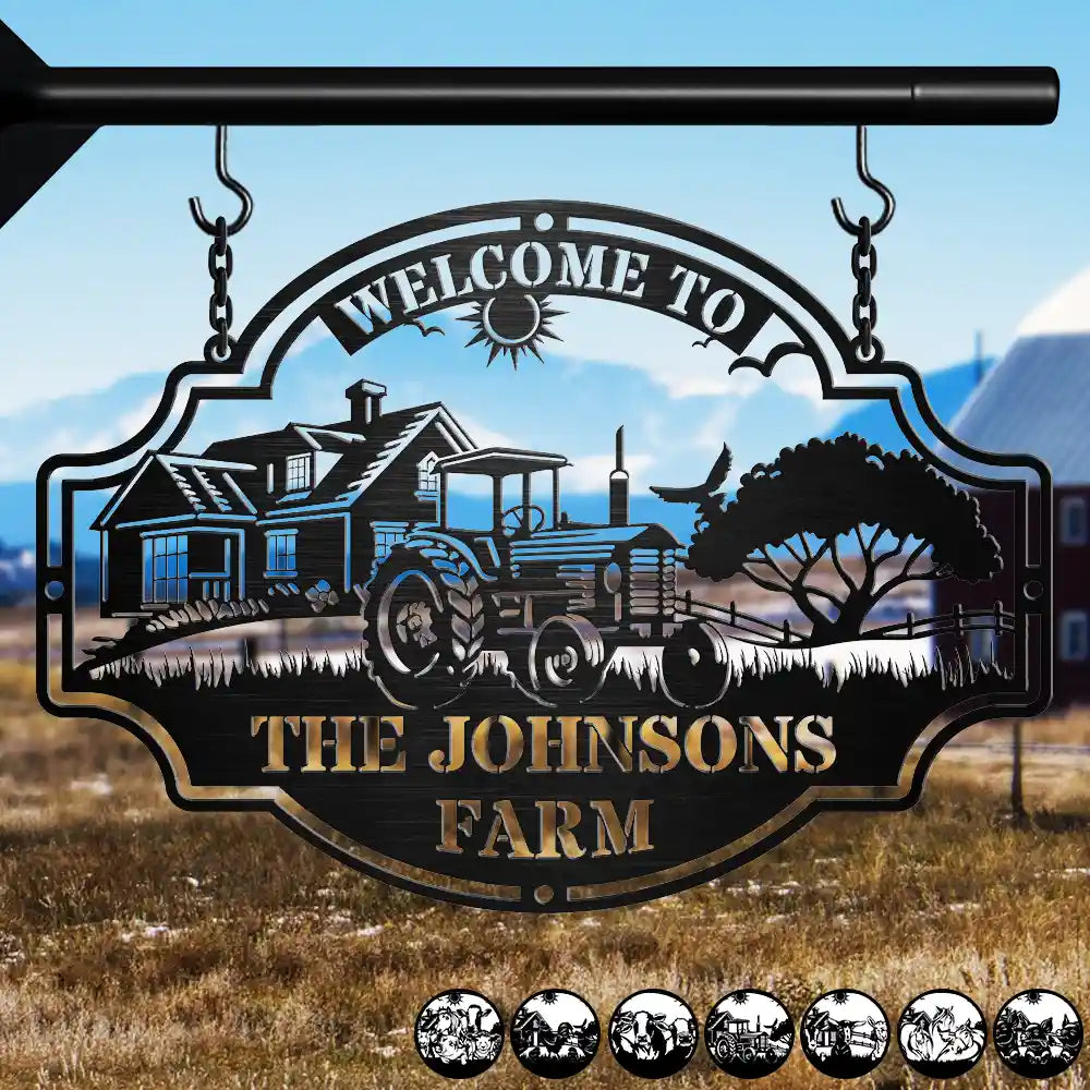 Farm,Happy - Welcome Animals Farm - Personalized Cutout Metal Sign