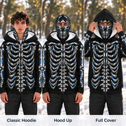 Christmas,Gift For Men,Gift For Yourself,Gifts For Him,Happy,No Custom- Gift For Him, Husband, Friends, Biker - Personalized Skeleton Balaclava Zip Hoodie