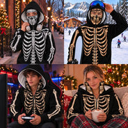 Christmas,Gift For Men,Gift For Yourself,Gifts For Him,Happy,No Custom- Gift For Him, Husband, Friends, Biker - Personalized Skeleton Balaclava Zip Hoodie