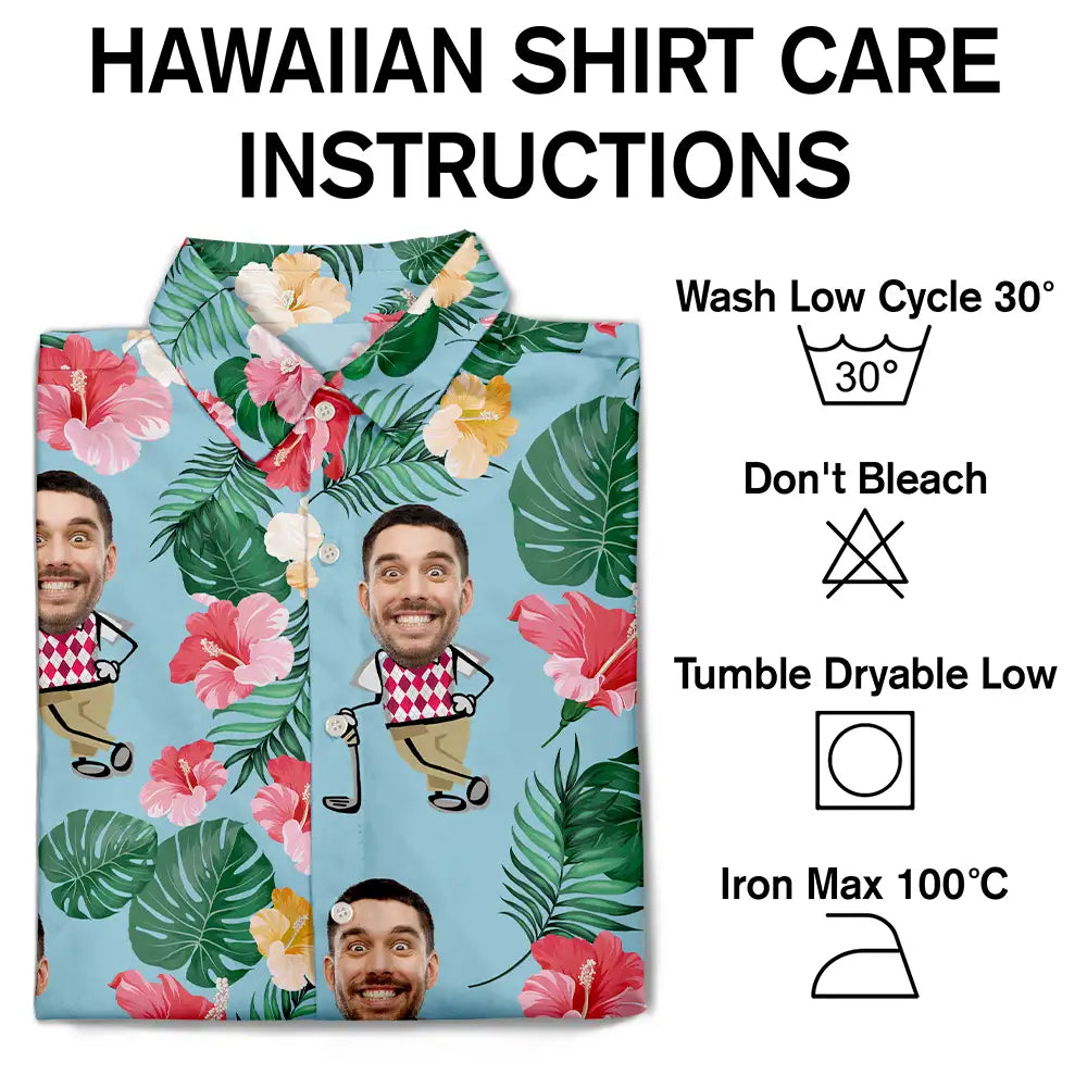 Gift For Men, Gift For Grandpa, Grandpa's Hobby, Dad's Hobby, Gift For Yourself, Funny, Gift For Husband, Gift For Boyfriend, Gift For Father, Sport Dad, Golf - Custom Photo Golf Lovers Funny Art - Personalized Hawaiian Shirt