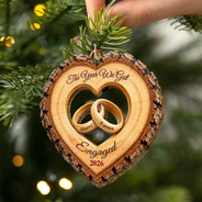 Christmas,First Christmas,Gift For Couples,Icon,Married Couple,Romantic - First Christmas Married Gift For Newlywed - Personalized Wooden Ornament