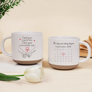 Anniversary,Calendar,Christmas,Gift For Couples,Old Couples,Romantic - Anniversary Gift For Couples - Personalized Calendar Holding Hands Pottery Mug