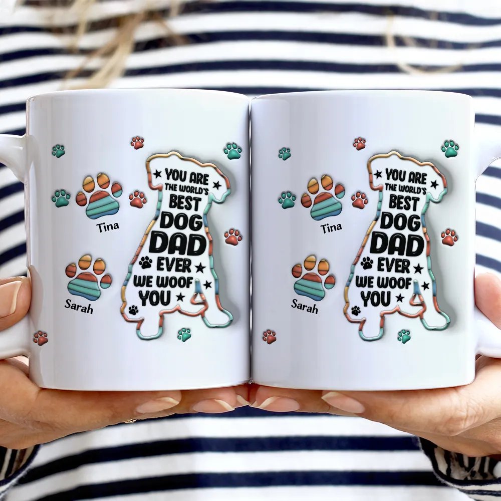 Gift For Yourself, Dog Lovers, Dog Dad, Happy - Happy Father's Day To A Pawsome Dad - 3D Inflated Effect Printed Mug, Personalized White Edge-to-Edge Mug
