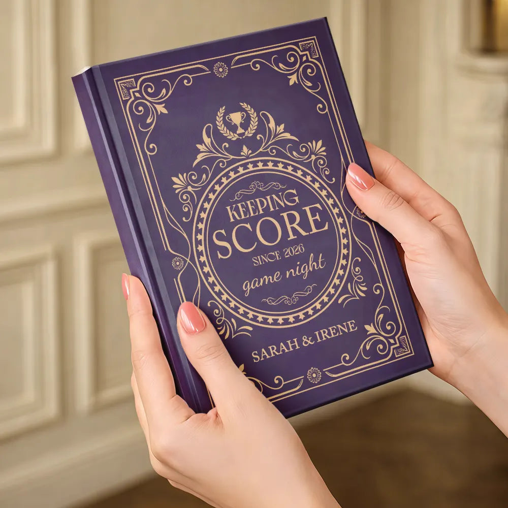 Board Game,Custom Text,Gift For Couples,Old Couples,Playful,Wedding- Wedding Gift For Board Game Lover Couples - Personalized Game Night Keeping Score Hardcover Journal