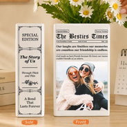 Afro Besties,Christmas,Custom Photo,Gift For Bestie,Humorous,Top Market,Upload Full Photo - Gift For Best Friend - Personalized Custom Photo Newspaper Ceramic Book Vase
