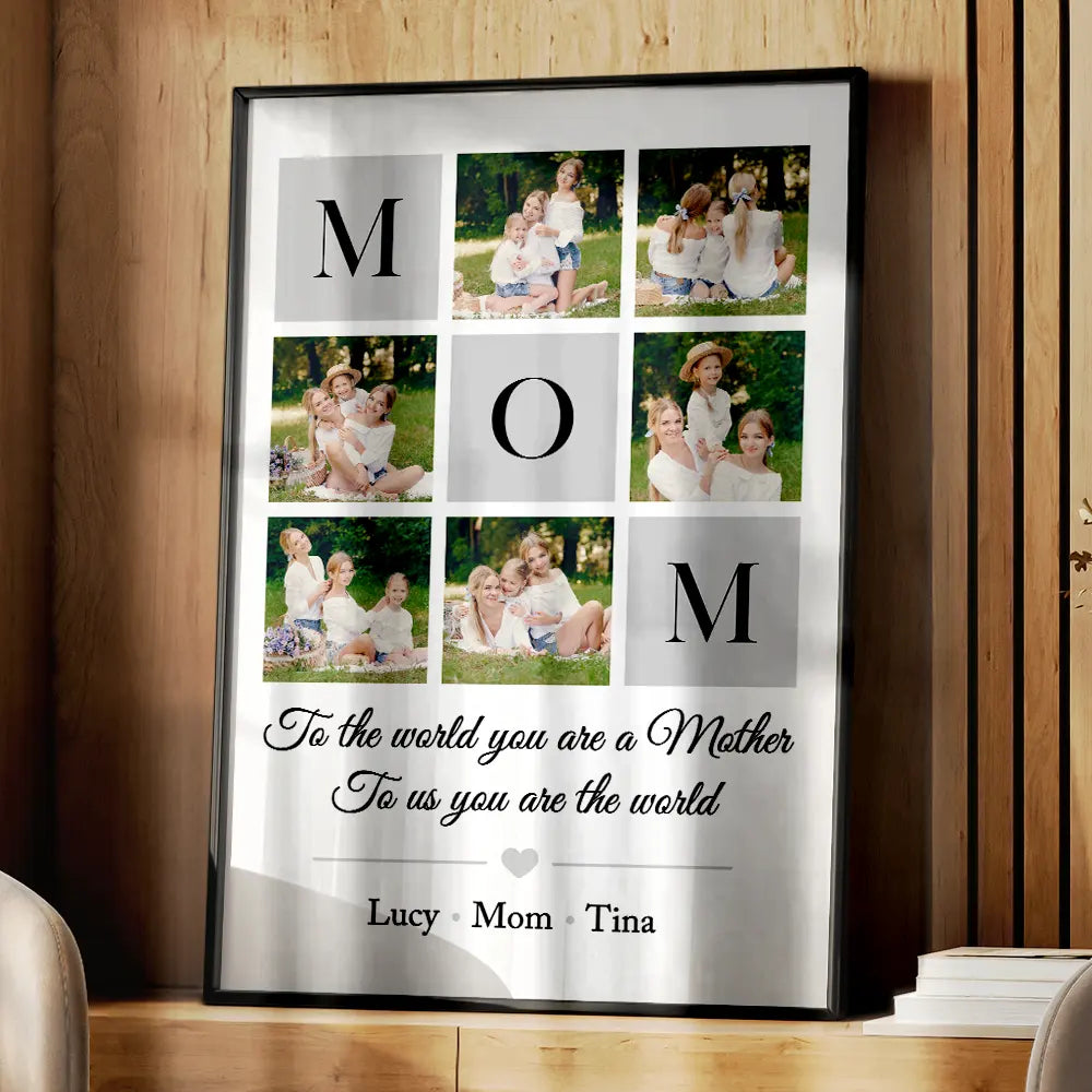 Gift For Mother,Gift For Grandma,Custom Photo,Love - Custom Photo Mom To Us You Are The World - Personalized Poster