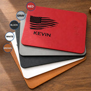 Gift For Yourself,Gift For Men,Gift For Boyfriend,Gift For Husband,Gift For Father,Non-Eng,Icon,Confident - Simple Monogram Initial Name - Personalized Leather Charging Mat