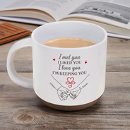 Anniversary,Calendar,Christmas,Gift For Couples,Old Couples,Romantic - Anniversary Gift For Couples - Personalized Calendar Holding Hands Pottery Mug