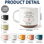 Anniversary,Calendar,Christmas,Gift For Couples,Old Couples,Romantic - Anniversary Gift For Couples - Personalized Calendar Holding Hands Pottery Mug