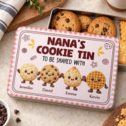 Baking,Christmas,Gift For Grandma,Gifts For Her,Icon,Sentimental,Top Market - Gift For Grandma - Personalized Biscuit Cookie Container To Be Shared With Grandkids Metal Tin Box