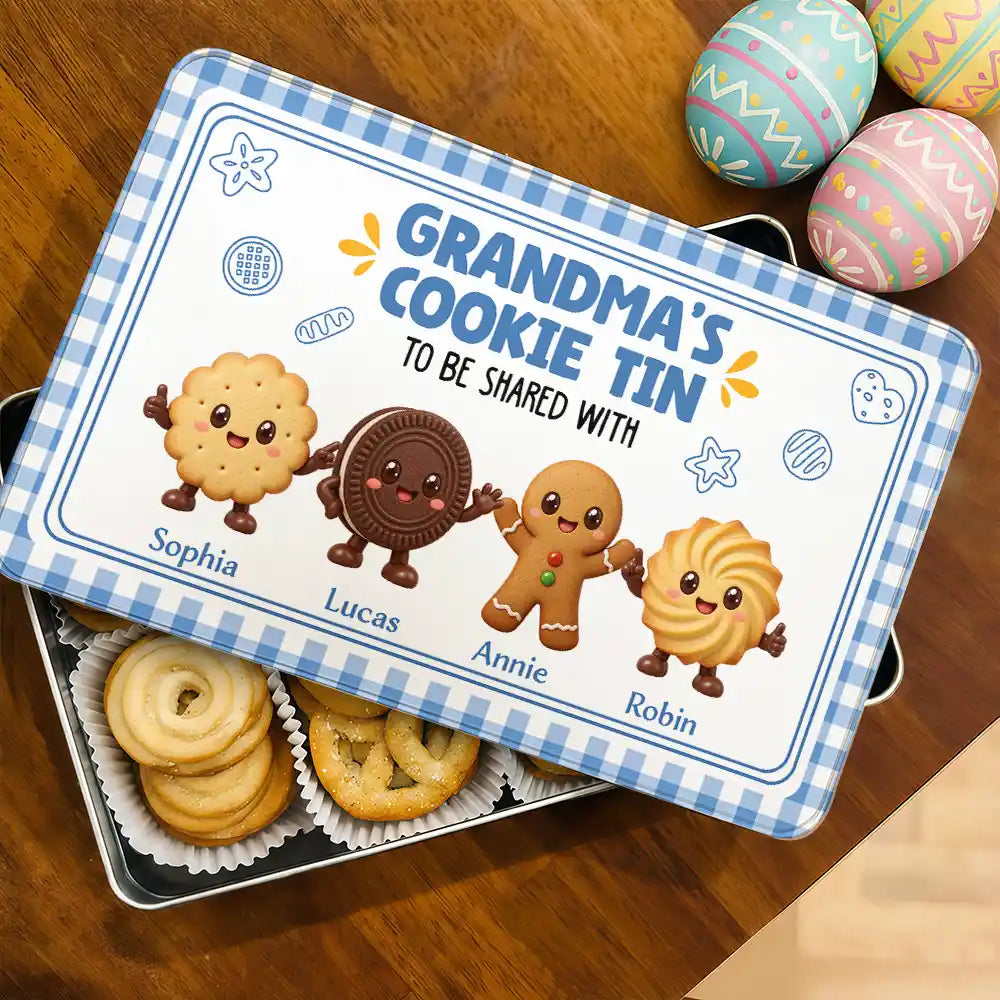 Baking,Christmas,Gift For Grandma,Gifts For Her,Icon,Sentimental,Top Market - Gift For Grandma - Personalized Biscuit Cookie Container To Be Shared With Grandkids Metal Tin Box