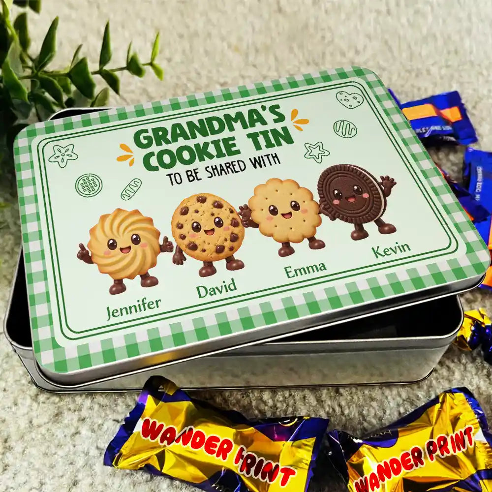 Baking,Christmas,Gift For Grandma,Gifts For Her,Icon,Sentimental,Top Market - Gift For Grandma - Personalized Biscuit Cookie Container To Be Shared With Grandkids Metal Tin Box