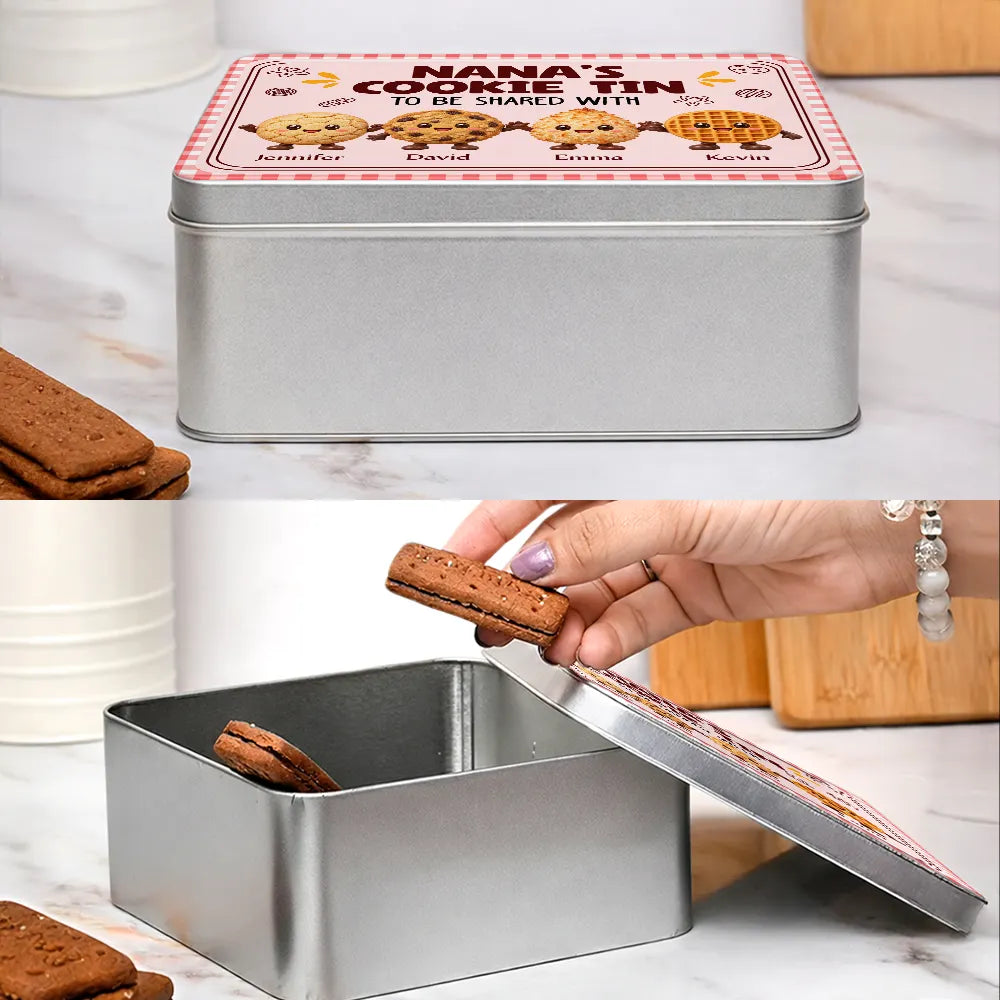 Baking,Christmas,Gift For Grandma,Gifts For Her,Icon,Sentimental,Top Market - Gift For Grandma - Personalized Biscuit Cookie Container To Be Shared With Grandkids Metal Tin Box