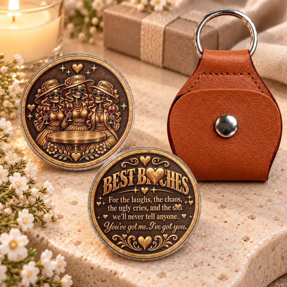 Just Because Gift For Best Friend - Personalized Skeleton Chaos Together Leather Pocket Hug