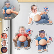 Gift For Father,Custom Photo,Humorous,Cut-Face Photo - Custom Photo Chilling Dad Bod - Personalized Squishy Acrylic Fridge Magnet