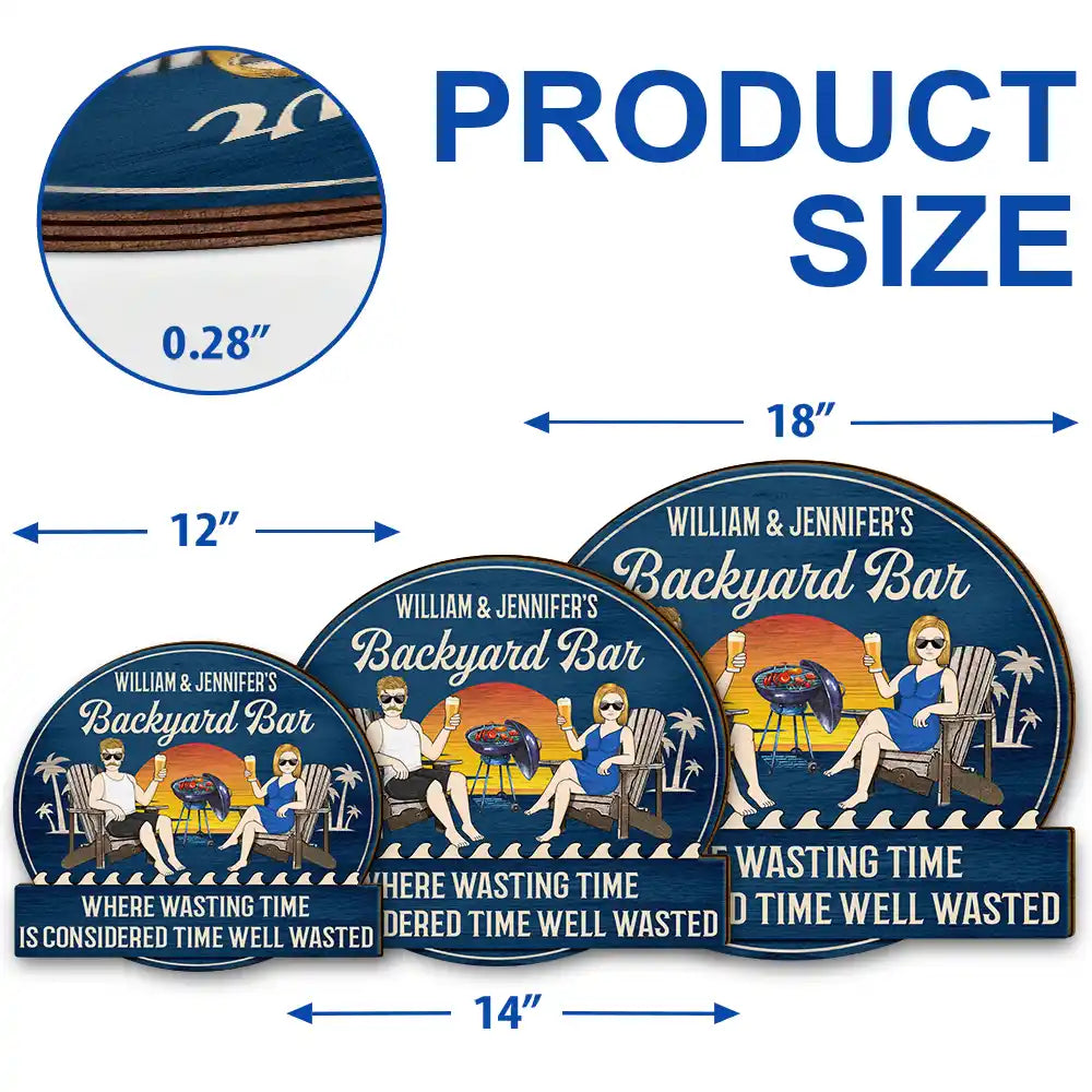 Couple Poolside Paradise - Personalized Custom Shaped Wood Sign