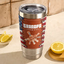 Gift For Father,Gift For Grandpa,Independence Day,Happy,Icon,Confident - America Stars And Stripes Sewn Effect Dad Grandpa Hand Punch - Personalized Leather Tumbler