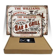 Grillades personnalisées, fièrement au service de vos invités, apportez des panneaux métalliques classiques personnalisés