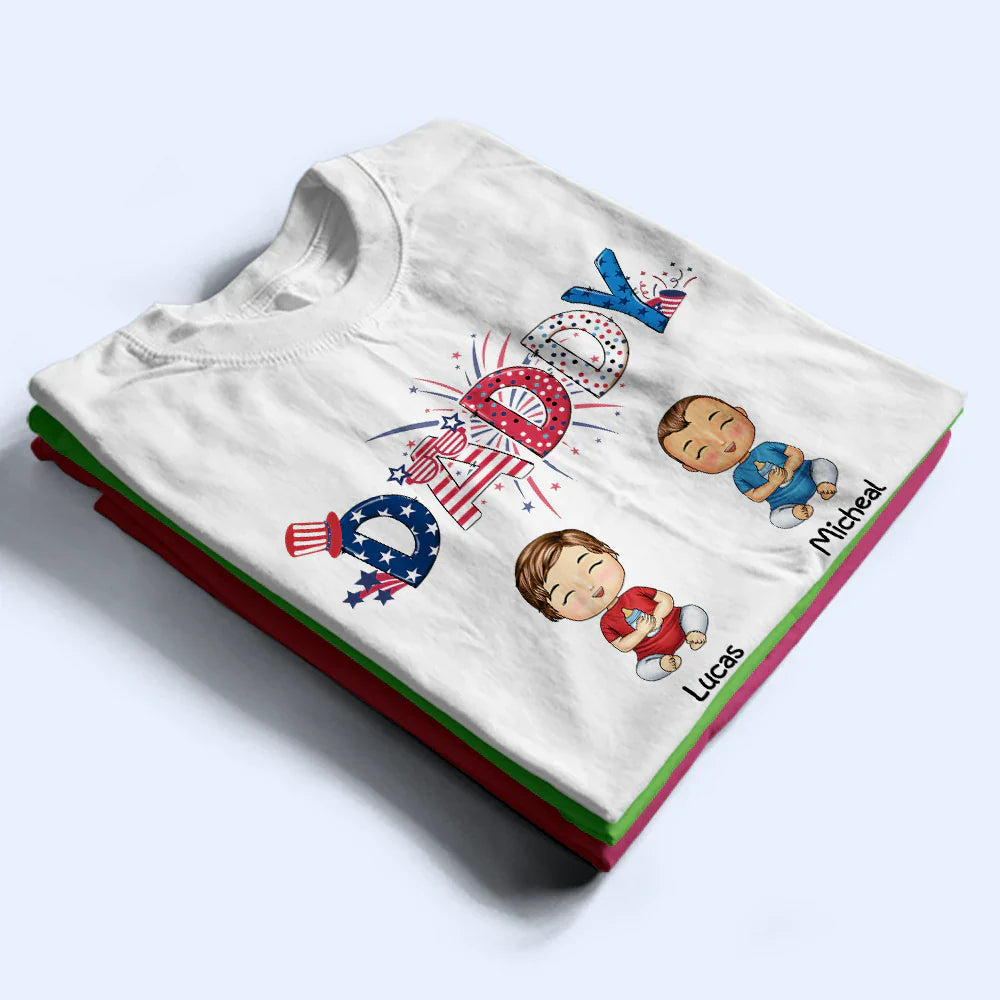 Stars And Stripes Daddy Papa Mommy Nana - Personalized T Shirt