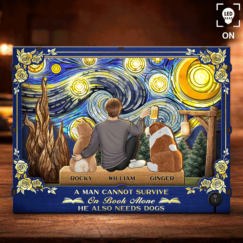Dog Lovers,Dog Mom,Dog Dad,Love,Happy,Vector - A Woman Man Cannot Survive On Book Alone Dog Mom Dad Starlit Night - Personalized DIY Book Nook Kit