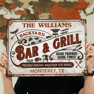 Grillades personnalisées, fièrement au service de vos invités, apportez des panneaux métalliques classiques personnalisés