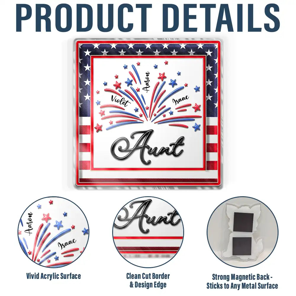 Gift For Mother,Gift For Grandma,Gift For Father,Gift For Grandpa,Independence Day,Top Market,Confident - America Mom Grandma Fireworks Celebration - Personalized Acrylic Magnet