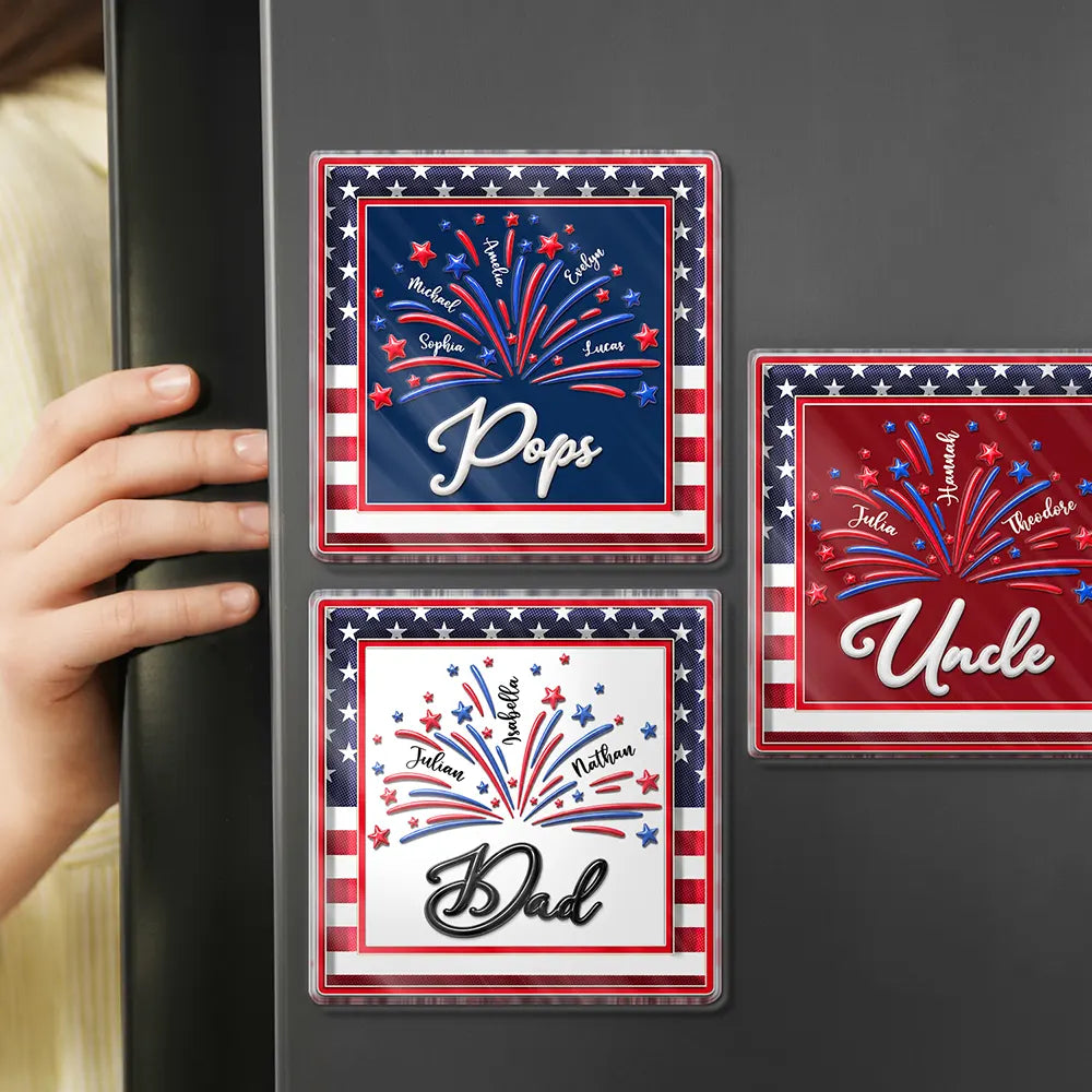 Gift For Mother,Gift For Grandma,Gift For Father,Gift For Grandpa,Independence Day,Top Market,Confident - America Mom Grandma Fireworks Celebration - Personalized Acrylic Magnet