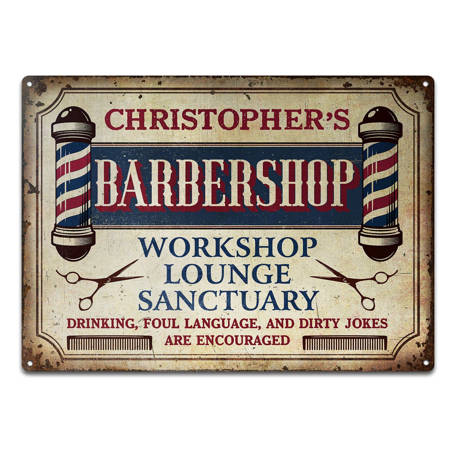 Personalized Barber Foul Language Customized Classic Metal Signs