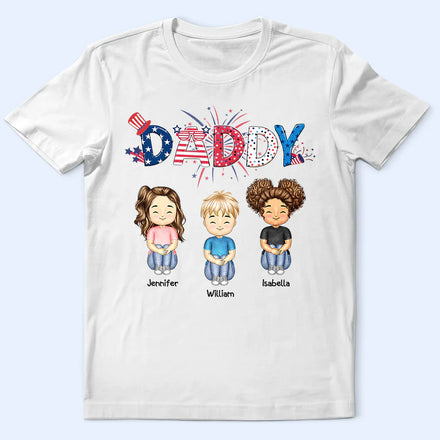 Stars And Stripes Daddy Papa Mommy Nana - Personalized T Shirt