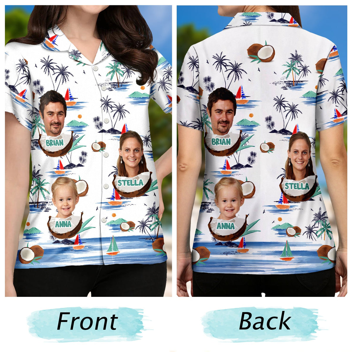 Custom Photo Funny Family Face Vacation - Birthday, Loving Gift For Husband, Wife, Couples, Dad, Mom - Personalized Custom Hawaiian Shirt