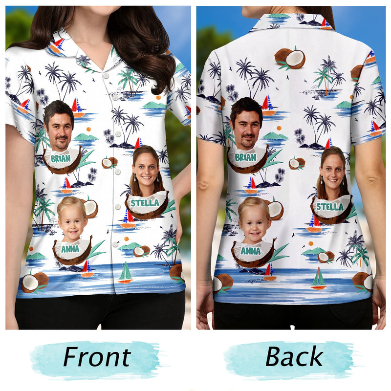 Custom Photo Funny Family Face Vacation - Birthday, Loving Gift For Husband, Wife, Couples, Dad, Mom - Personalized Custom Hawaiian Shirt