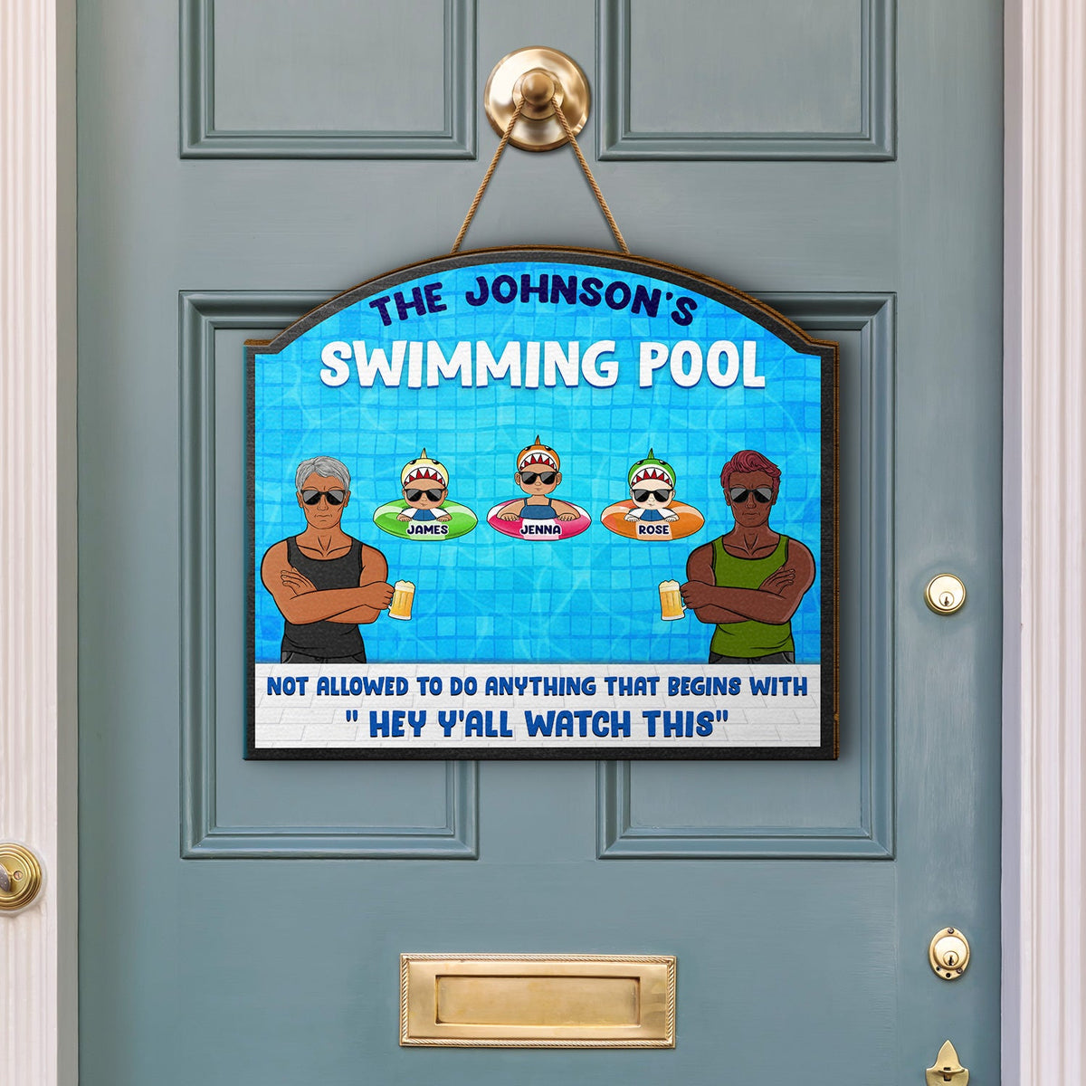 Avertissement concernant la piscine : Interdiction de faire quoi que ce soit, commence par « Regardez ceci » – Décoration amusante pour piscine, décoration intérieure, panneau de piscine amusant – Panneau en bois personnalisé en forme de cœur