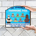 Avertissement concernant la piscine : Interdiction de faire quoi que ce soit, commence par « Regardez ceci » – Décoration amusante pour piscine, décoration intérieure, panneau de piscine amusant – Panneau en bois personnalisé en forme de cœur