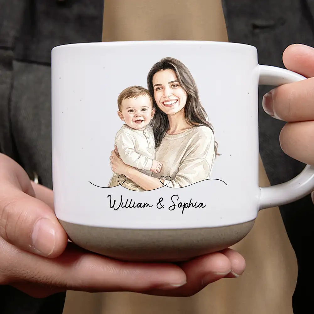 Gift For Husband,Gift For Wife,Gift For Mother,Gift For Father,Photo - Watercolor (remove BG),Sentimental - Custom Photo Realistic Watercolor Art The Moment You Became My Daddy Mommy Date And Time - Personalized Pottery Mug