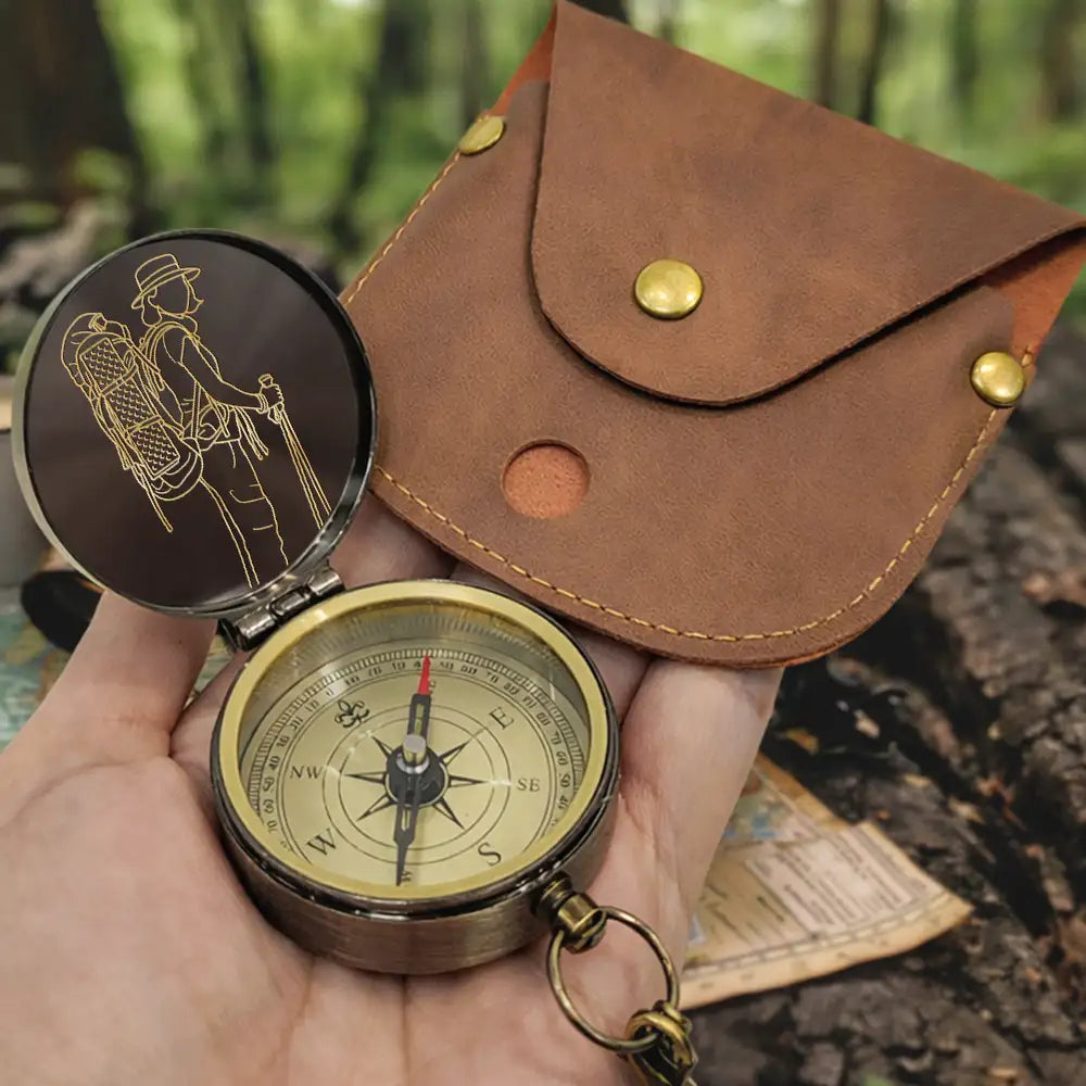 Gift For Yourself,Gift For Kids,Gift For Daughter,Gift For Son,Gift For Women,Happy,Photo - Faceless Outline Sketch,Inspirational - Custom Photo Faceless Outline Sketch God Says You Are - Personalized Engraved Brass Compass