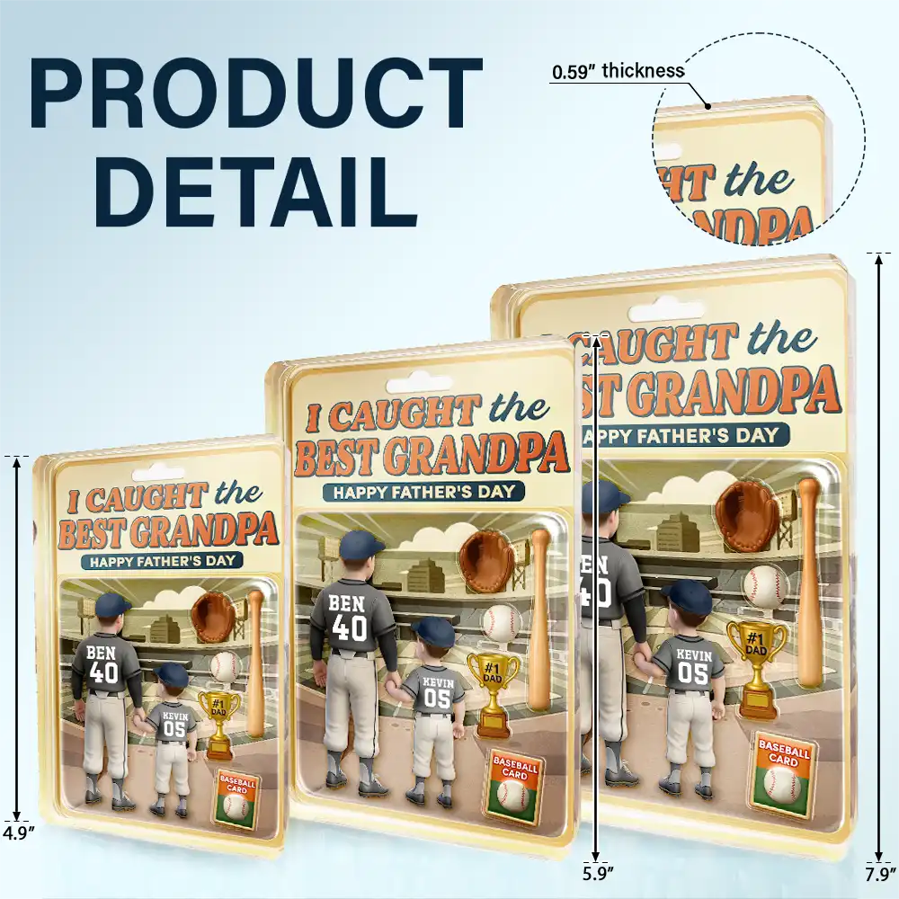 Gift For Father,Baseball - Baseball I Caught The Best Dad Doll Box Effect Figure Style - Personalized Custom Shaped Acrylic Plaque