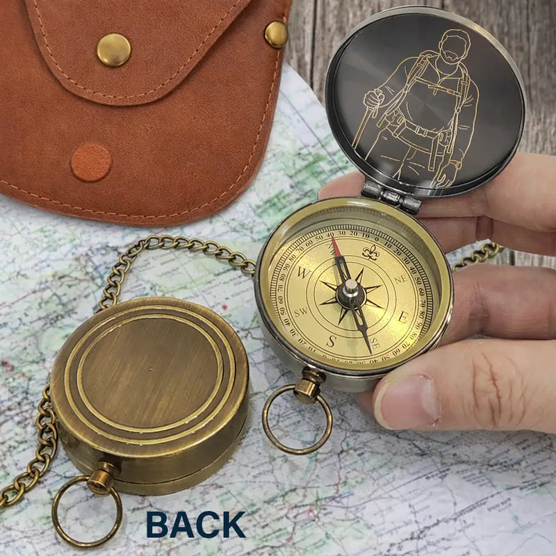 Gift For Yourself,Gift For Kids,Gift For Daughter,Gift For Son,Gift For Women,Happy,Photo - Faceless Outline Sketch,Inspirational - Custom Photo Faceless Outline Sketch God Says You Are - Personalized Engraved Brass Compass